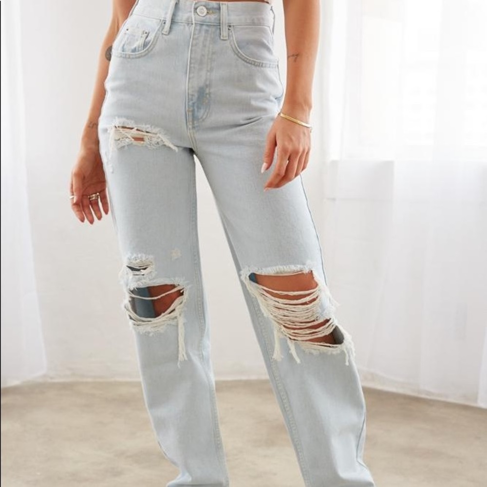 Kancan high rise distressed boyfriend jeans